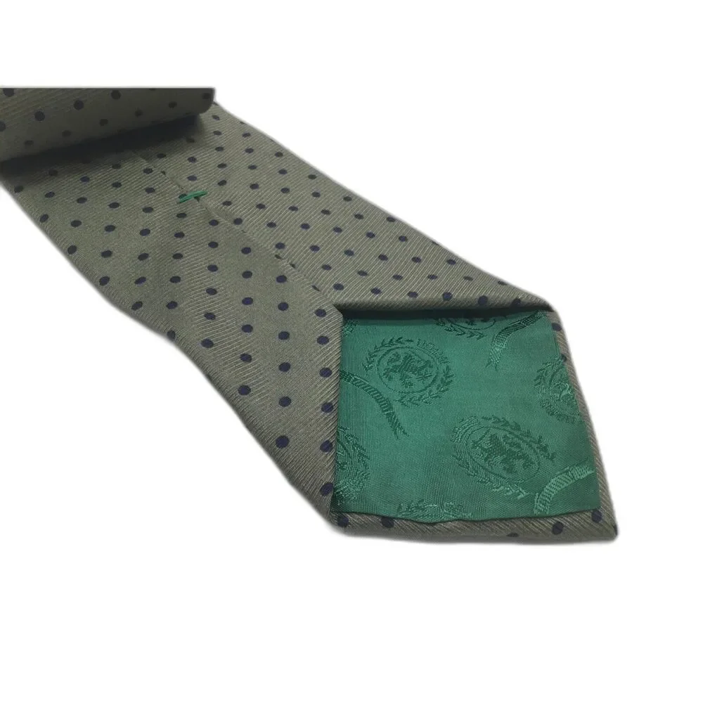 Tommy Hilfiger Italian Silk Tie Green Polka Dots 3.5 Inch Quiet Luxury Formal